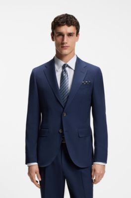 Diagonal-stripe tie in Italian-made silk, Blue Patterned