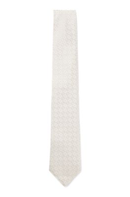 Patterned tie in Italian-made silk, Natural