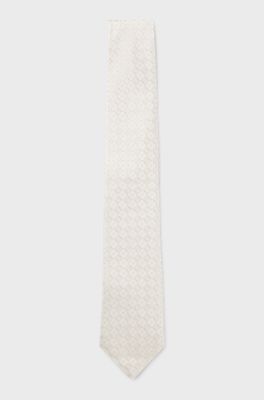 Patterned tie in Italian-made silk, Natural