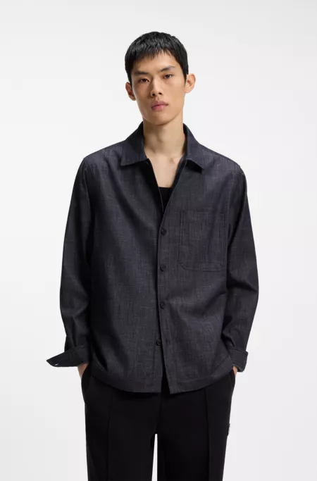 Oversized Hemd aus indigoblauem Baumwoll-Denim