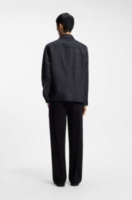 Oversized-fit denim shirt in indigo cotton, Dark Blue