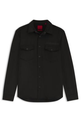 Oversized-fit shirt with embroidered logo, Black