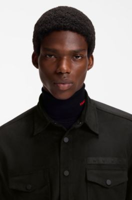 Oversized-fit shirt with embroidered logo, Black