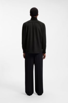Oversized-fit shirt with embroidered logo, Black
