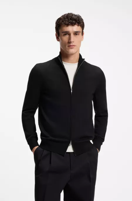 Pull zippé en laine mérinos