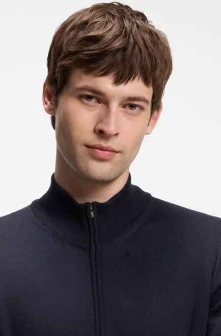 Pull zippé en laine mérinos