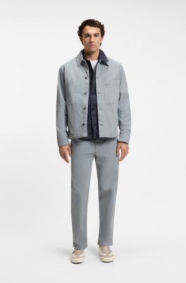 Regular-fit stretch-cotton white denim shirt, Light Grey