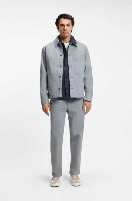 Regular-fit stretch-cotton white denim shirt