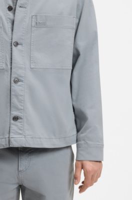 Regular-fit stretch-cotton white denim shirt, Light Grey