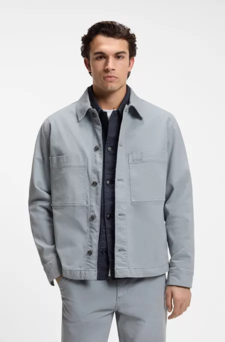 Regular-fit stretch-cotton white denim shirt