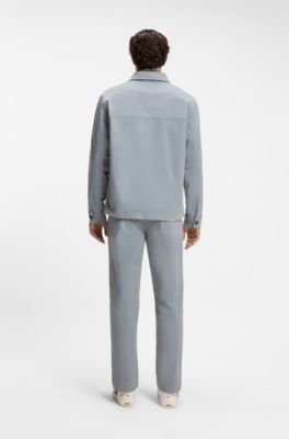 Regular-fit stretch-cotton white denim shirt, Light Grey