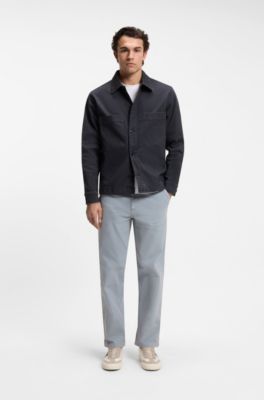 Regular-fit stretch-cotton denim shirt, Dark Blue