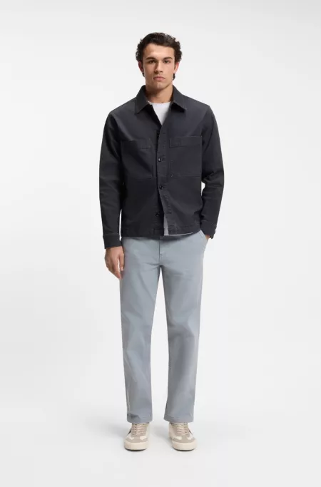 Regular-fit stretch-cotton white denim shirt