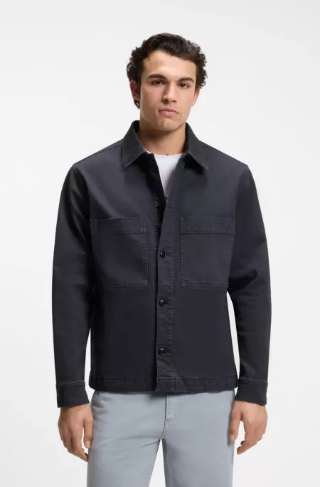 Regular-fit stretch-cotton white denim shirt