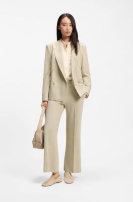 Regular-fit blazer in textured slub fabric, Light Beige