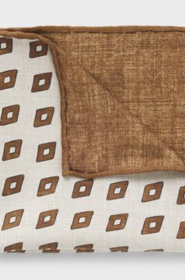 Printed pocket square in silk, Brown Patterned