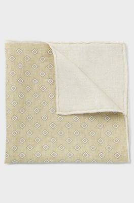 Printed pocket square in silk, Light Beige