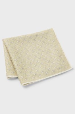 Printed pocket square in silk, Light Beige