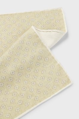 Printed pocket square in silk, Light Beige