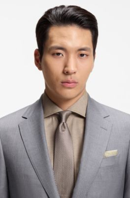 Printed pocket square in silk, Light Beige