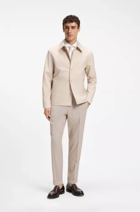 Pantalones tapered fit de lana virgen y seda