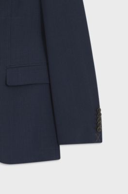 Slim-Fit Zweiteiler aus Woll-Mix mit Seide, Blau