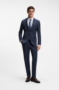 Abito due pezzi slim fit in mohair e seta, Blu