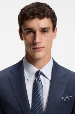 Slim-Fit Zweiteiler aus Woll-Mix mit Seide, Blau