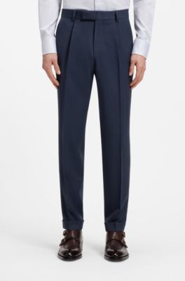 Slim-Fit Zweiteiler aus Woll-Mix mit Seide, Blau