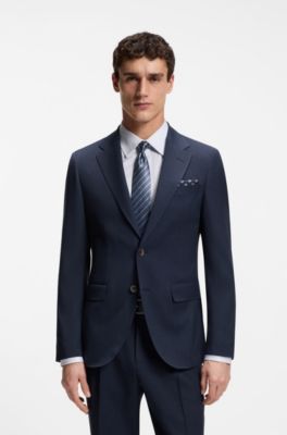 Slim-Fit Zweiteiler aus Woll-Mix mit Seide, Blau