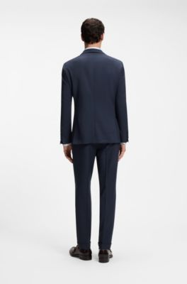 Two-piece slim-fit suit in wool and silk, Blue