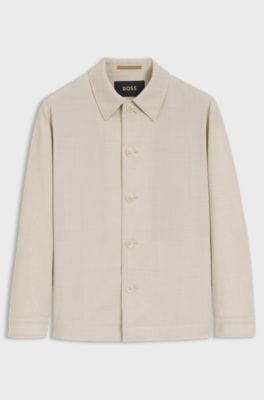 Relaxed-fit overshirt in three-layer fabric, Light Beige