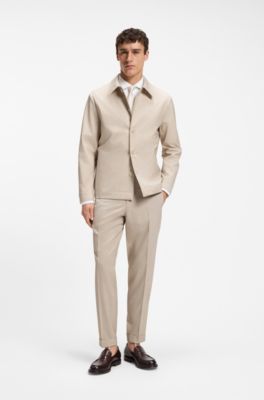 Relaxed-fit overshirt in three-layer fabric, Light Beige