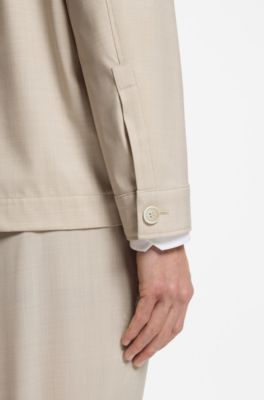 Relaxed-fit overshirt in three-layer fabric, Light Beige