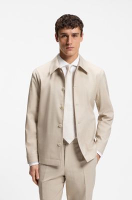 Relaxed-fit overshirt in three-layer fabric, Light Beige