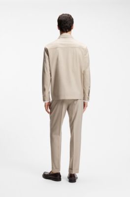 Relaxed-fit overshirt in three-layer fabric, Light Beige