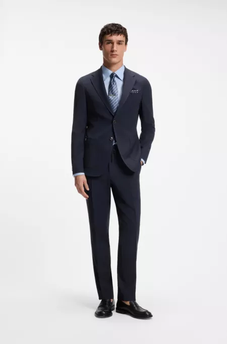 Slim-fit suit jacket in virgin wool and silk