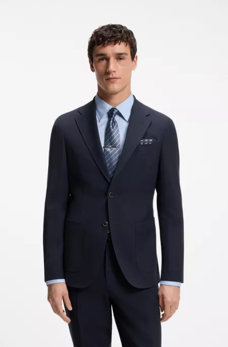 Slim-fit suit jacket in virgin wool and silk