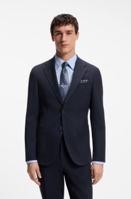Slim-fit suit jacket in virgin wool and silk