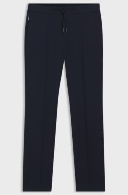 Slim-fit trousers in virgin wool and silk, Dark Blue