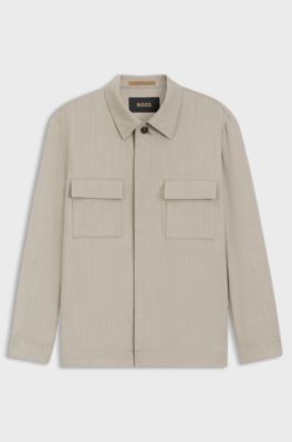 Relaxed-fit overshirt in a wool blend, Light Beige