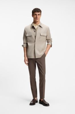 Relaxed-fit overshirt in a wool blend, Light Beige
