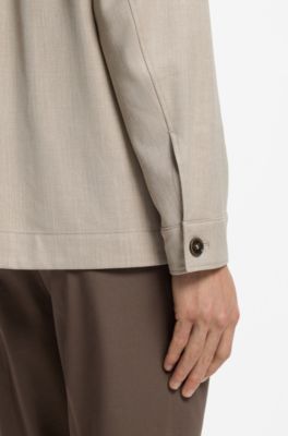 Relaxed-fit overshirt in a wool blend, Light Beige
