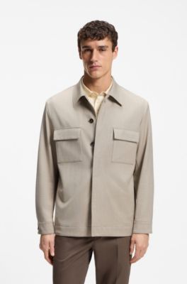 Relaxed-fit overshirt in a wool blend, Light Beige