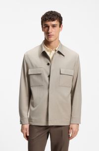 Sobrecamisa relaxed fit de lana, Beige claro