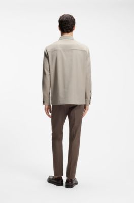 Relaxed-fit overshirt in a wool blend, Light Beige