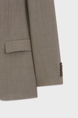 Tweedelig slim-fit pak van scheerwol, Bruin