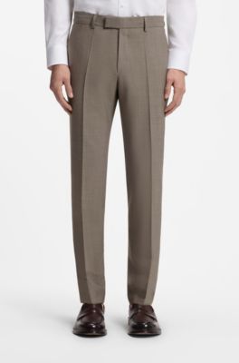 Tweedelig slim-fit pak van scheerwol, Bruin