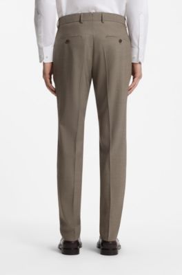 Tweedelig slim-fit pak van scheerwol, Bruin