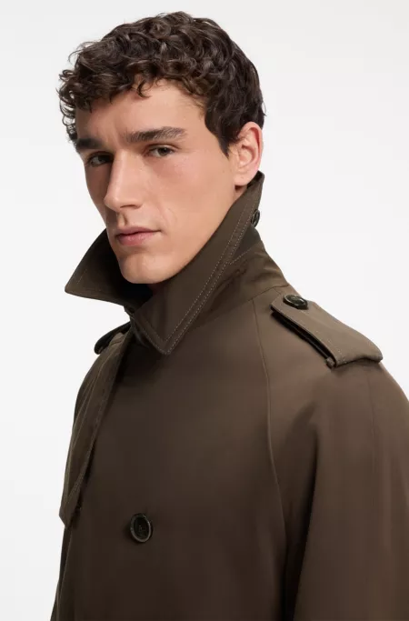 Trench croisé en coton et soie